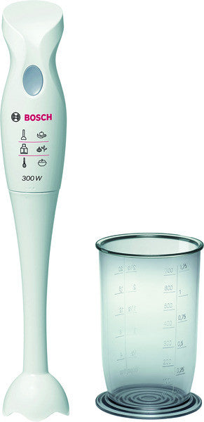 Bosch MSM6B150 Stabmixer – Kompakter 300W Pürierstab mit abnehmbarem Mixfuss & Skaliertem Mixbecher (Weiß)