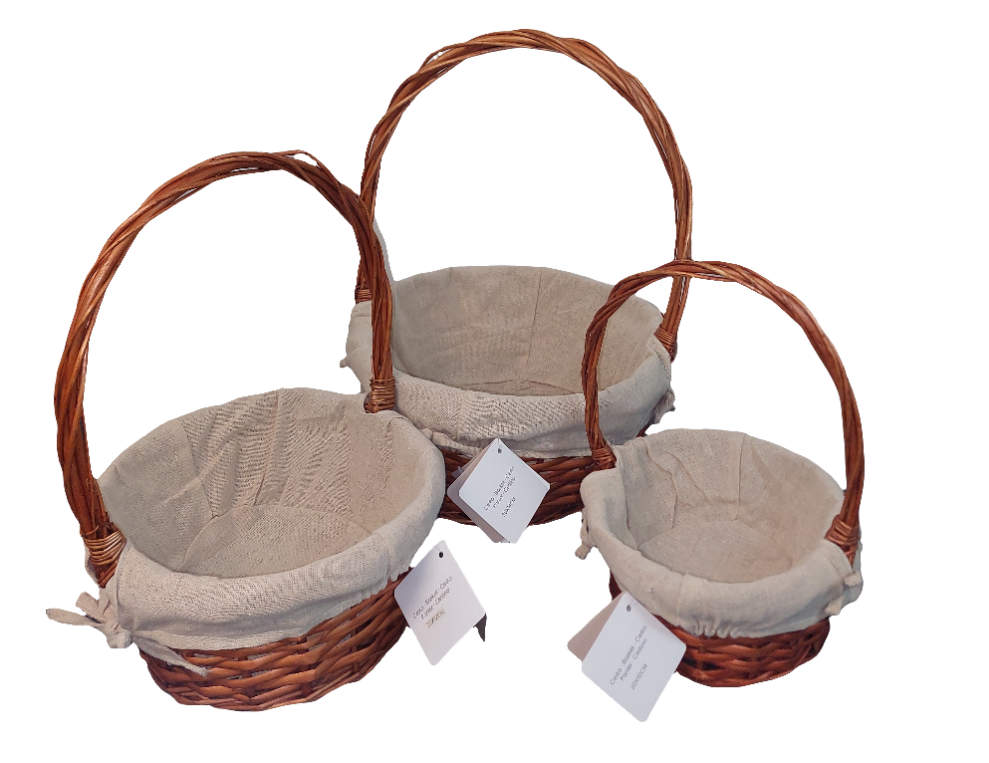 Set aus 3 Weidenkörbe rund Weidenkorb Präsentkorb Korb