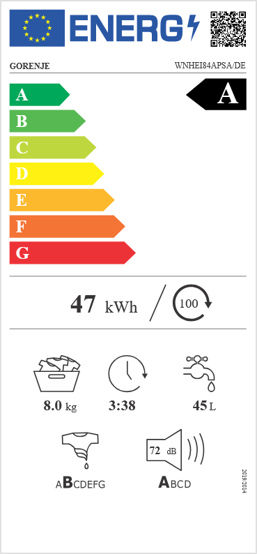 Gorenje 8 kg Waschmaschine Frontlader Dampffunktion WNHEI84APSA
