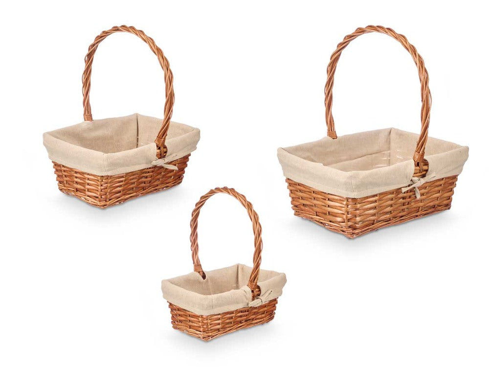 Set aus 3 Weidenkörbe rechteckig Weidenkorb Präsentkorb Korb