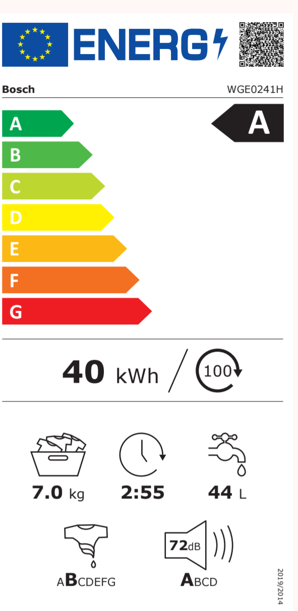 BOSCH Waschmaschine EXP WGE0241H 7kg 1400U Serie 2