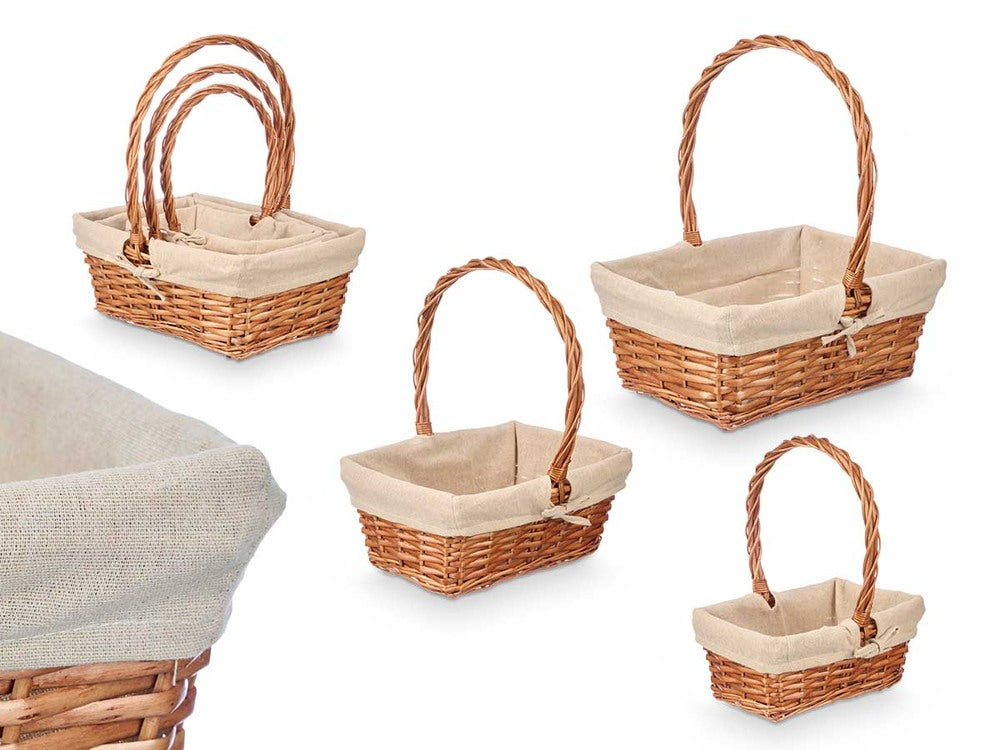 Set aus 3 Weidenkörbe rechteckig Weidenkorb Präsentkorb Korb