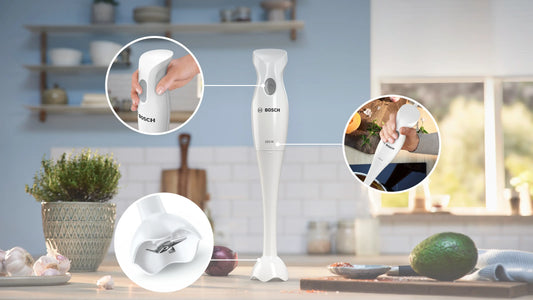 Bosch MSM6B150 Stabmixer – Kompakter 300W Pürierstab mit abnehmbarem Mixfuss & Skaliertem Mixbecher (Weiß)