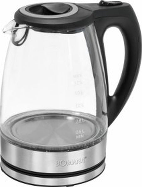Bomann Glas Wasserkocher schwarz edelstahl inox 1,7L