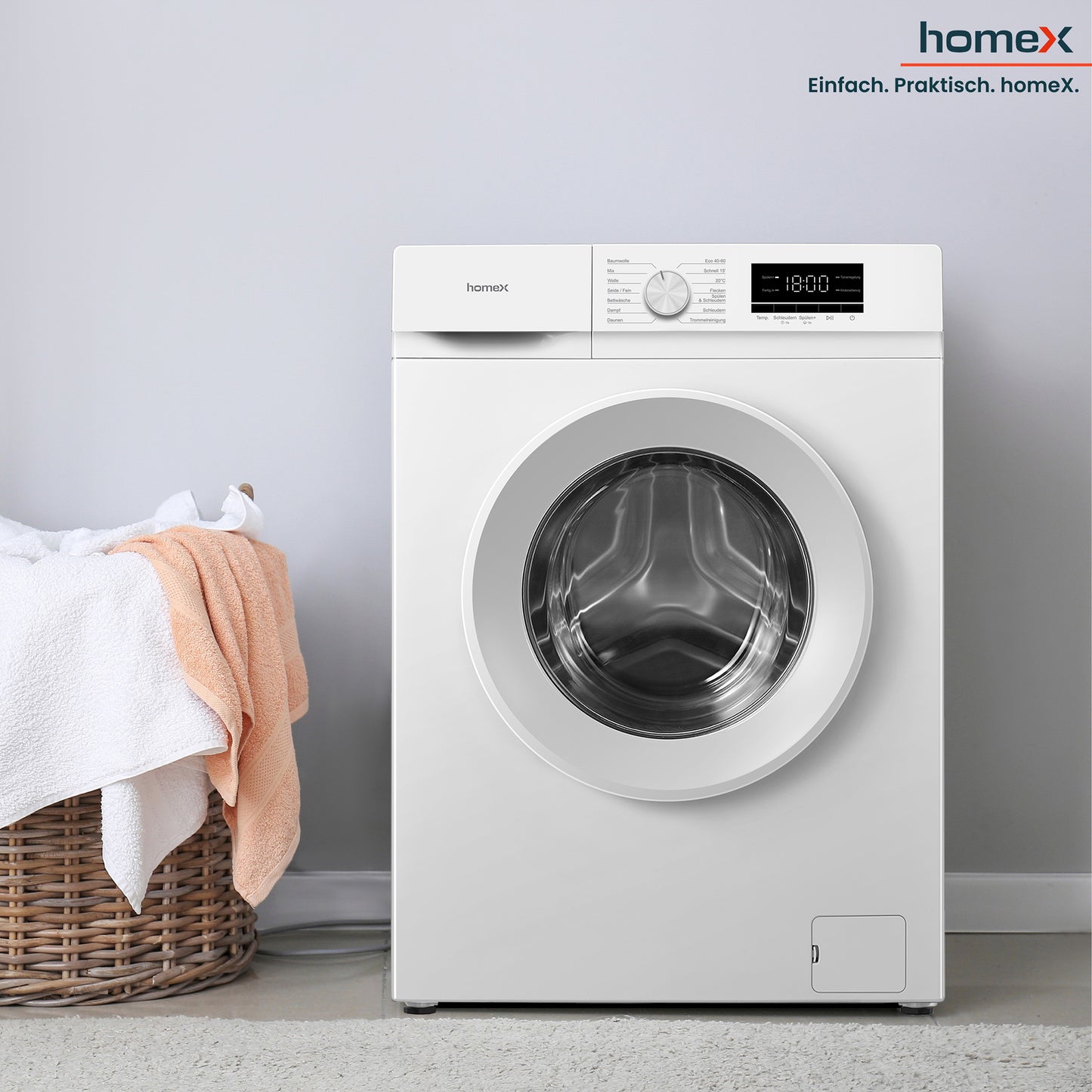 HOMEX WF610K1A-W Waschmaschine 6 kg  Energieeffizienzklasse A  1000 U/Min Slim 39 cm