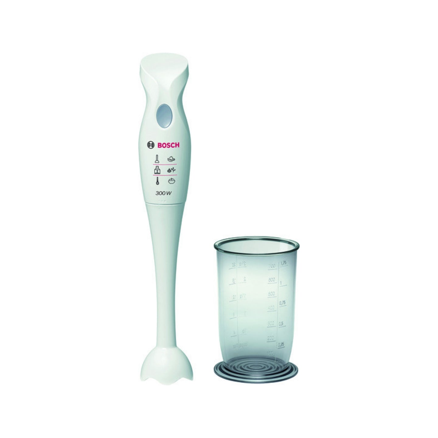 Bosch MSM6B150 Stabmixer – Kompakter 300W Pürierstab mit abnehmbarem Mixfuss & Skaliertem Mixbecher (Weiß)