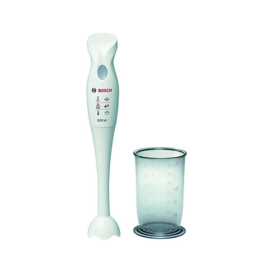 Bosch MSM6B150 Stabmixer – Kompakter 300W Pürierstab mit abnehmbarem Mixfuss & Skaliertem Mixbecher (Weiß)