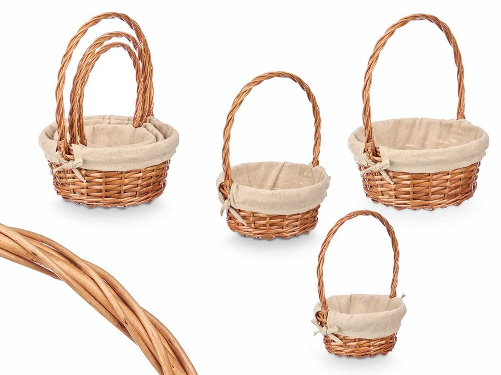 Set aus 3 Weidenkörbe rund Weidenkorb Präsentkorb Korb