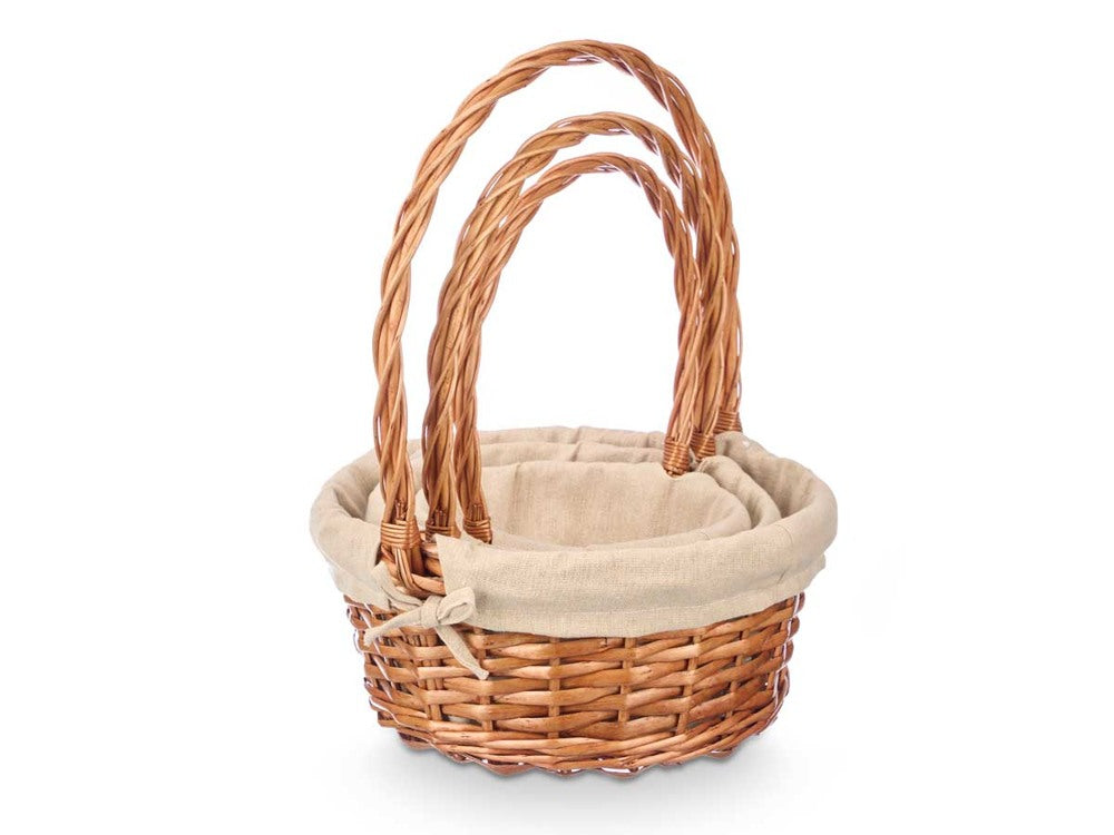 Set aus 3 Weidenkörbe rund Weidenkorb Präsentkorb Korb